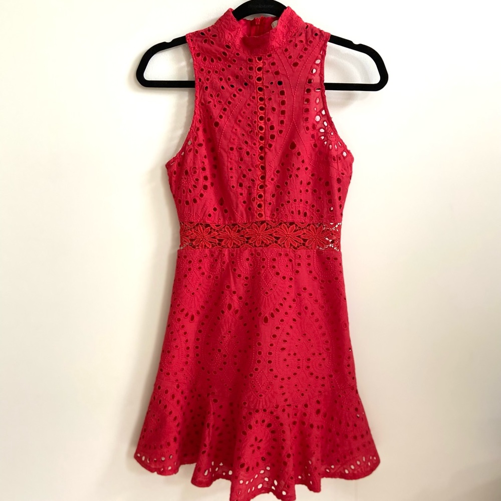 Hello Molly Red Eyelet Dress- Size 6 (AU)